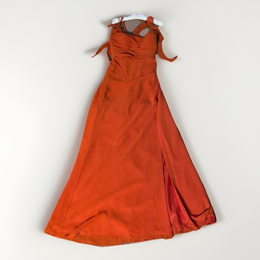 Barbie x Azazie Orange Gown, Size C, Garment Bag, Open Back Sz Small 2-4 Bridal
